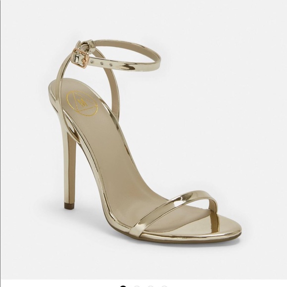 MISSGUIDED gold strappy barely there heels - Picture 1 of 4